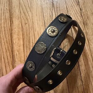 Floral Coin Leather Brown Belt